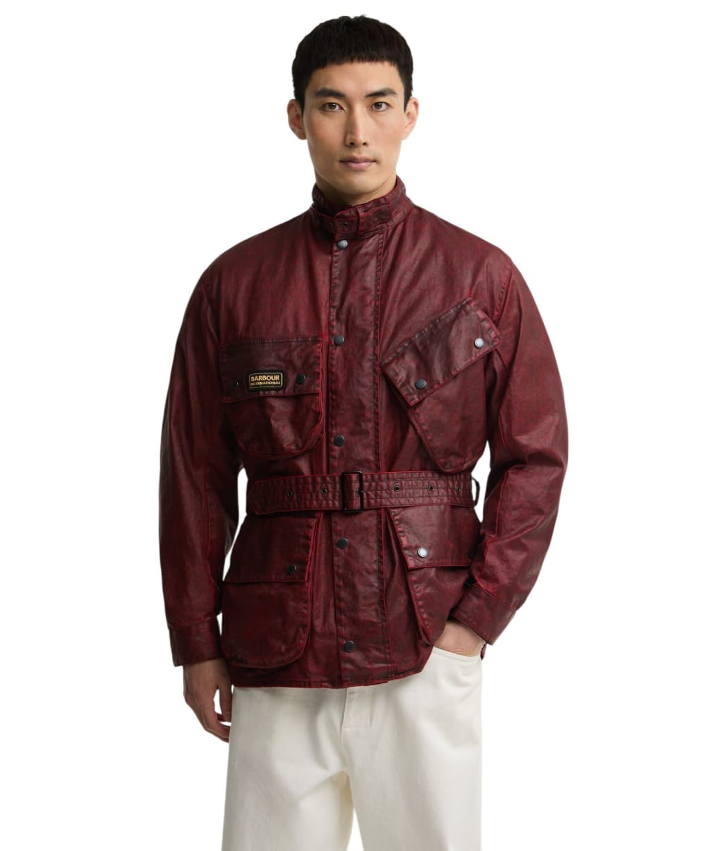 Men's Barbour International Distressed 90th Anniversary A7 Casual Jacket - Red