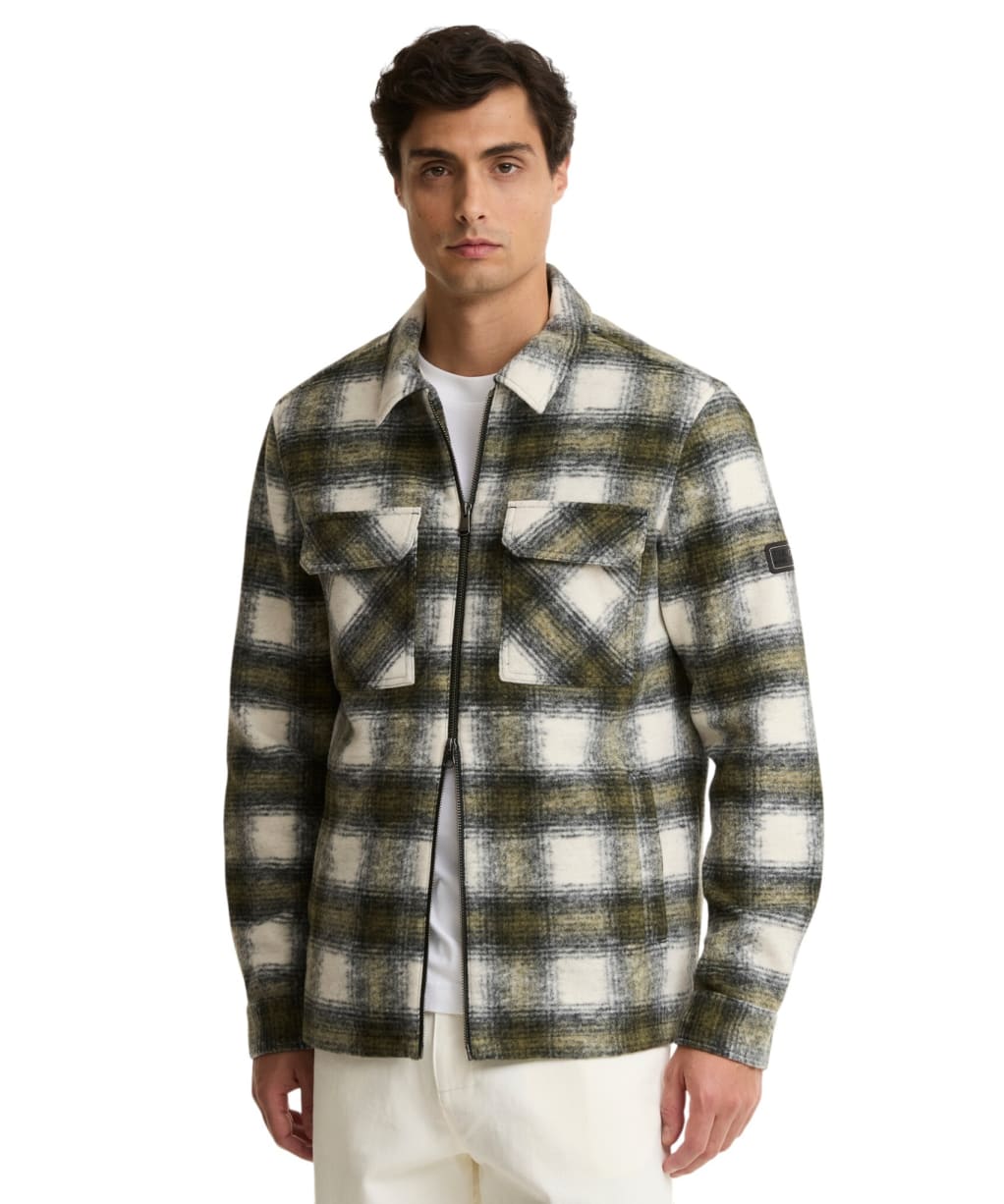 Men's Barbour International Clayton Brushed Fleece Overshirt - Fir Green