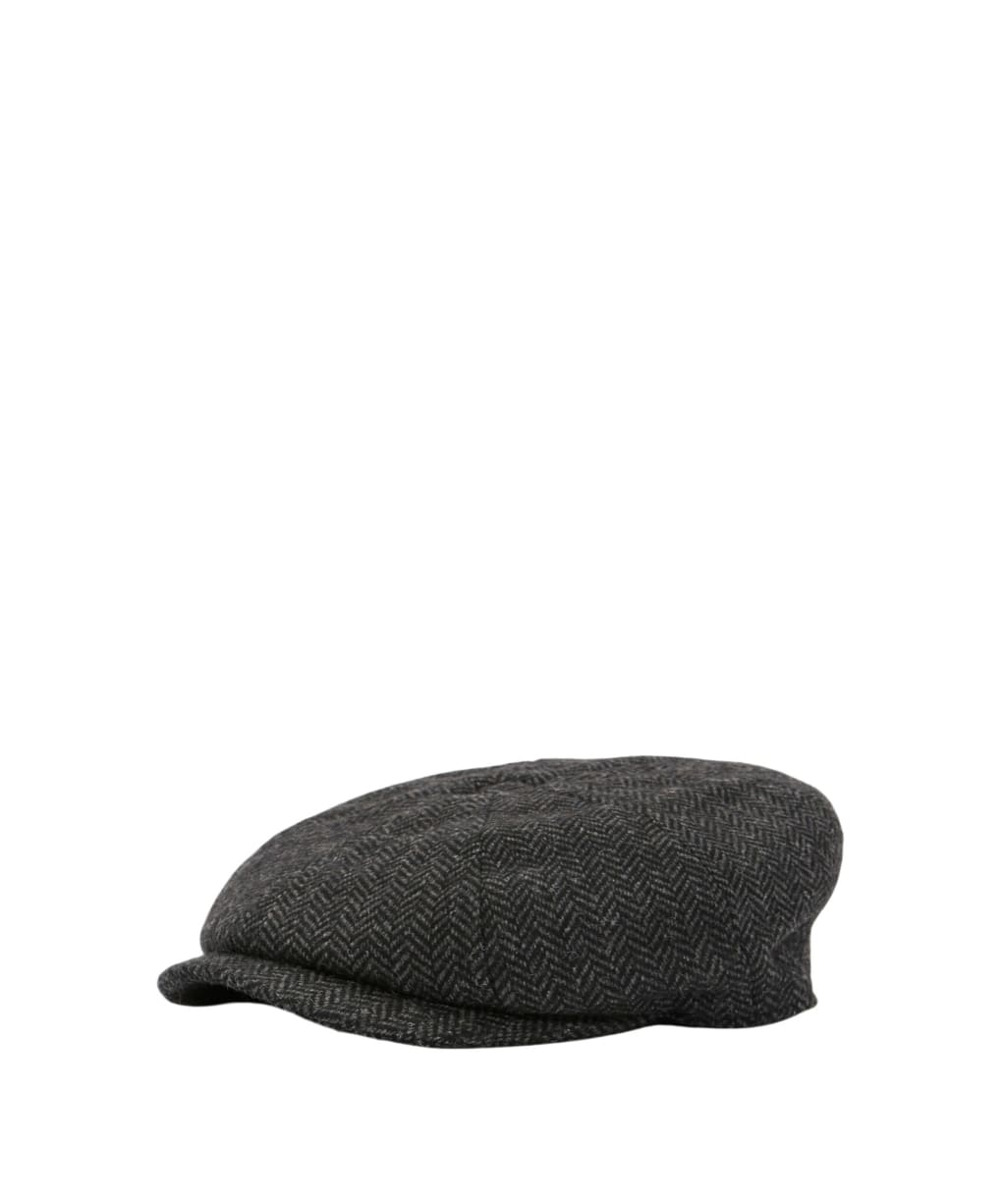 Men's Barbour Fyne Tweed Baker Boy Cap - Charcoal Grey