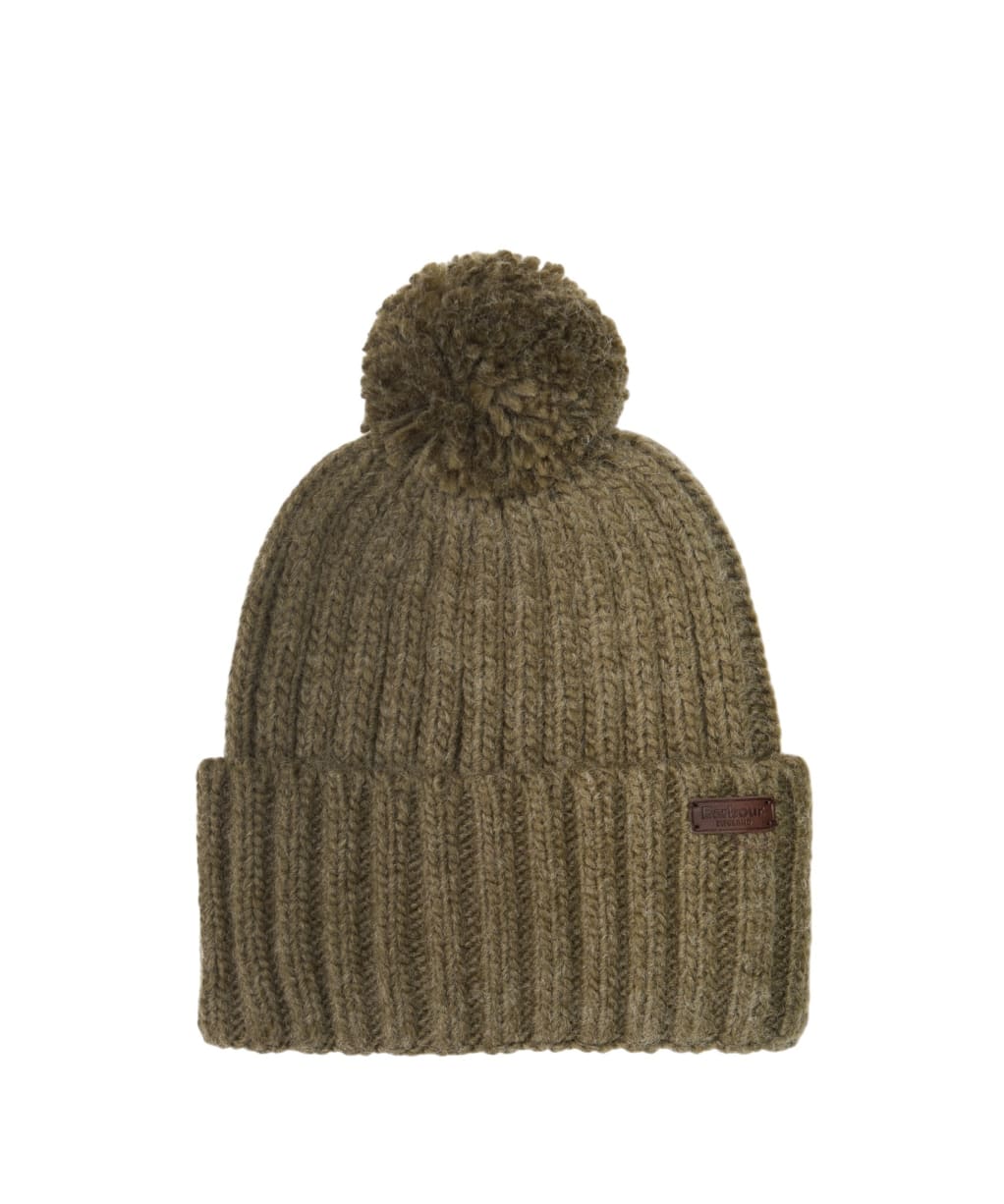 Men's Barbour Kelson Pom Beanie Hat - Olive