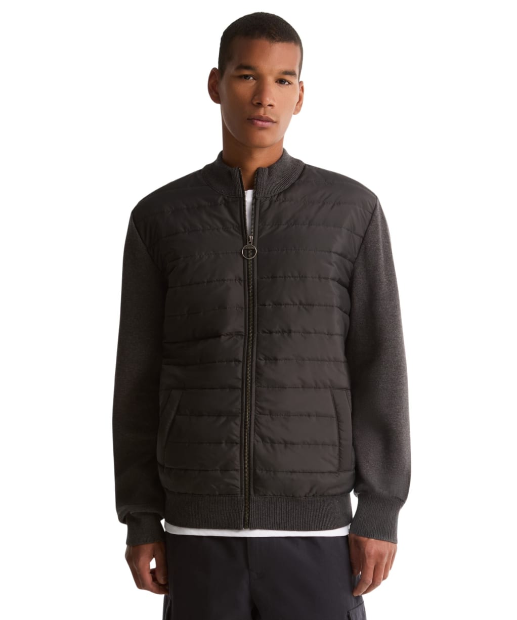 Men's Barbour Carn Baffle Zip Thru Quilted Sweater - Charcoal