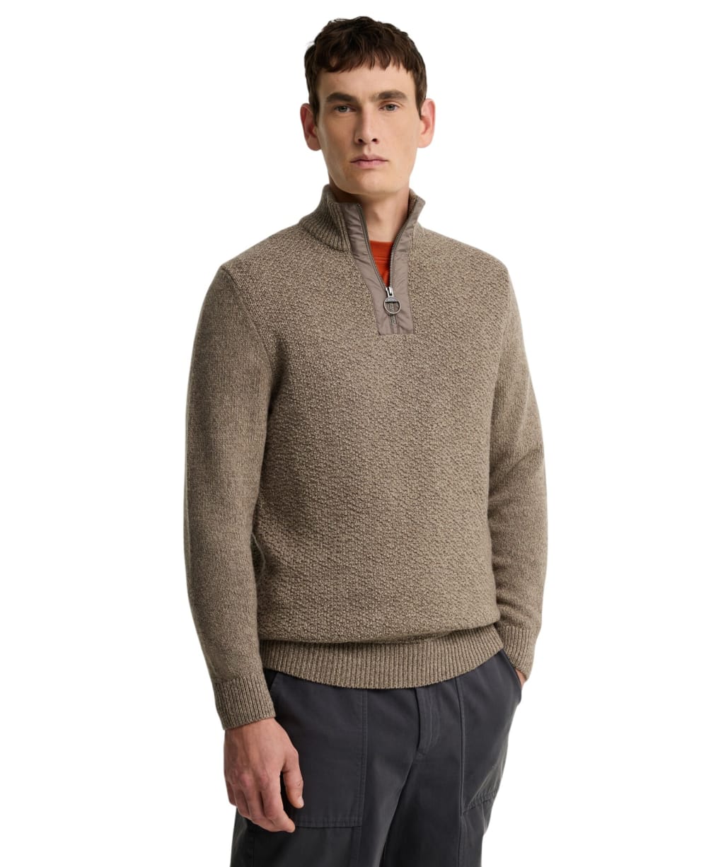 Men's Barbour Danforth Textured Half-Zip Sweater - Mushroom