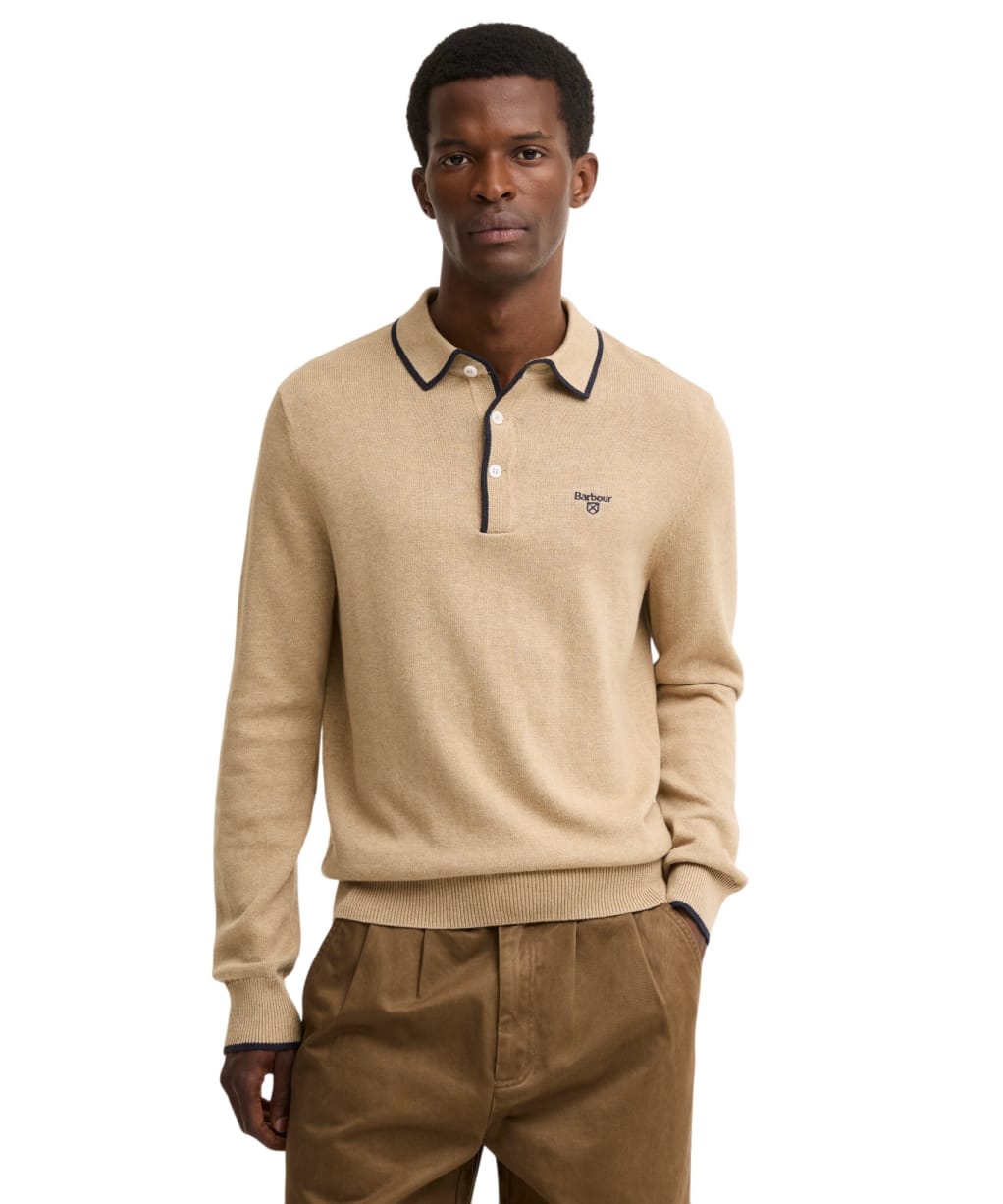 Men's Barbour Taunton Knitted Polo Shirt - Stone