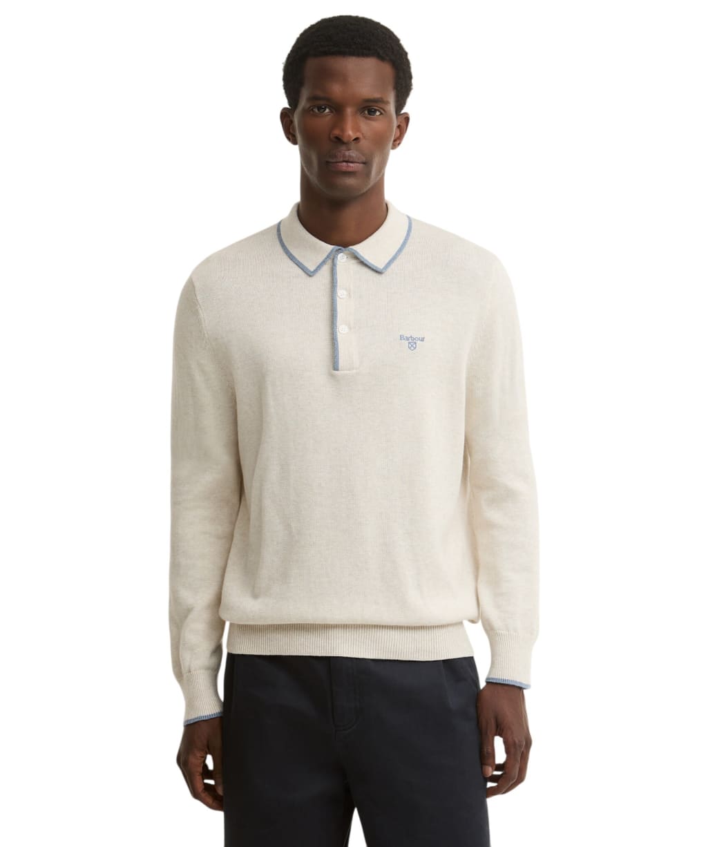 Men's Barbour Taunton Knitted Polo Shirt - Whisper White