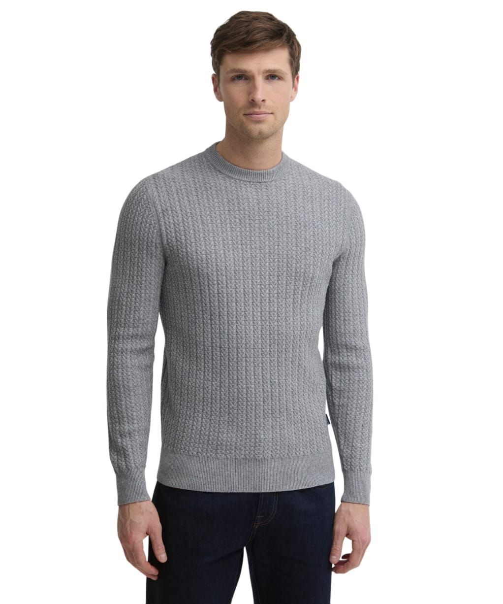 Men's Barbour Herringbone Knitted Crew - Grey