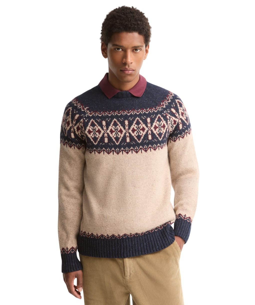 Men's Barbour Tisbury Fairisle Crew Neck Jumper - Navy