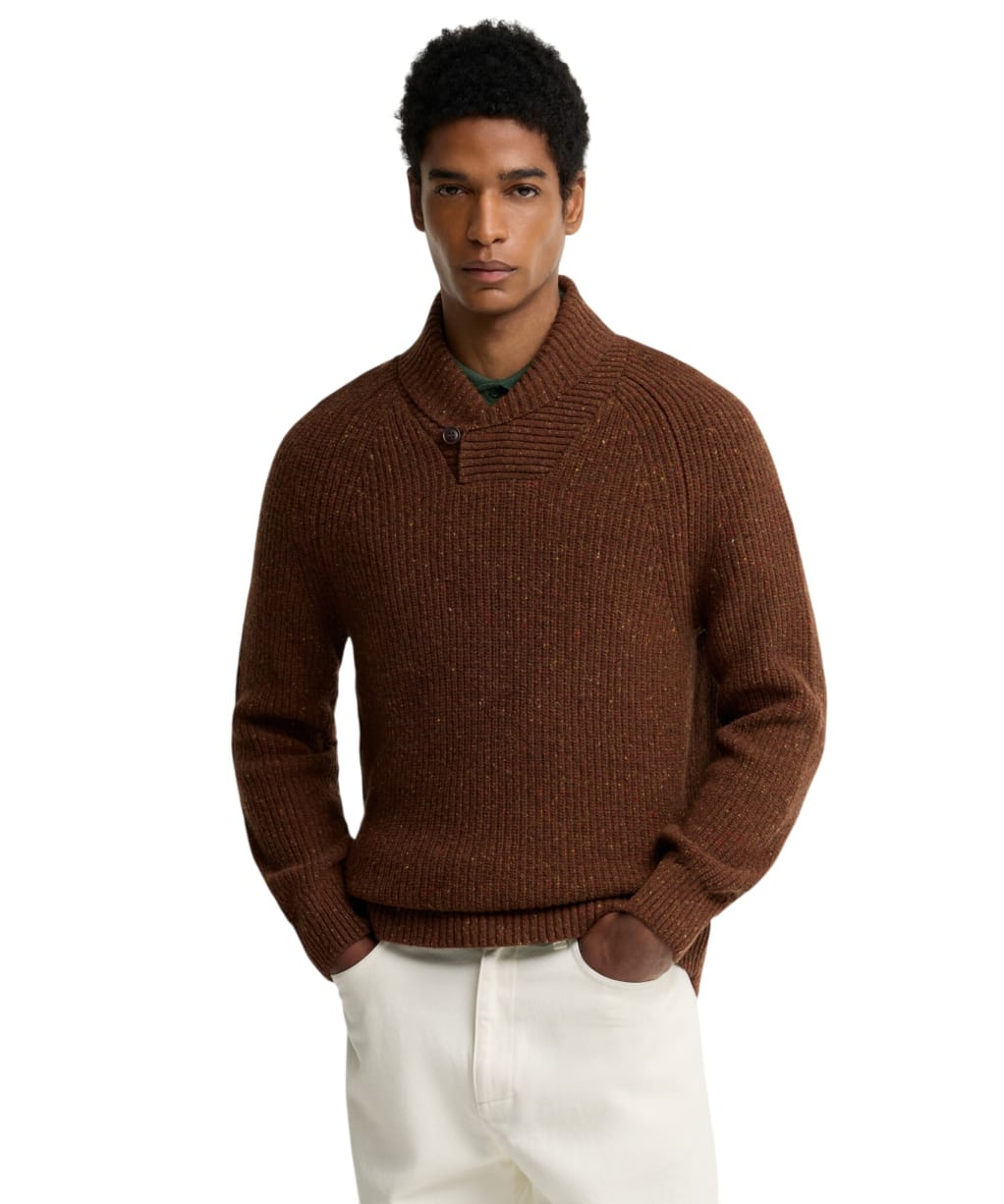 Men's Barbour Essentials Fleck Shawl Neck - Bracken