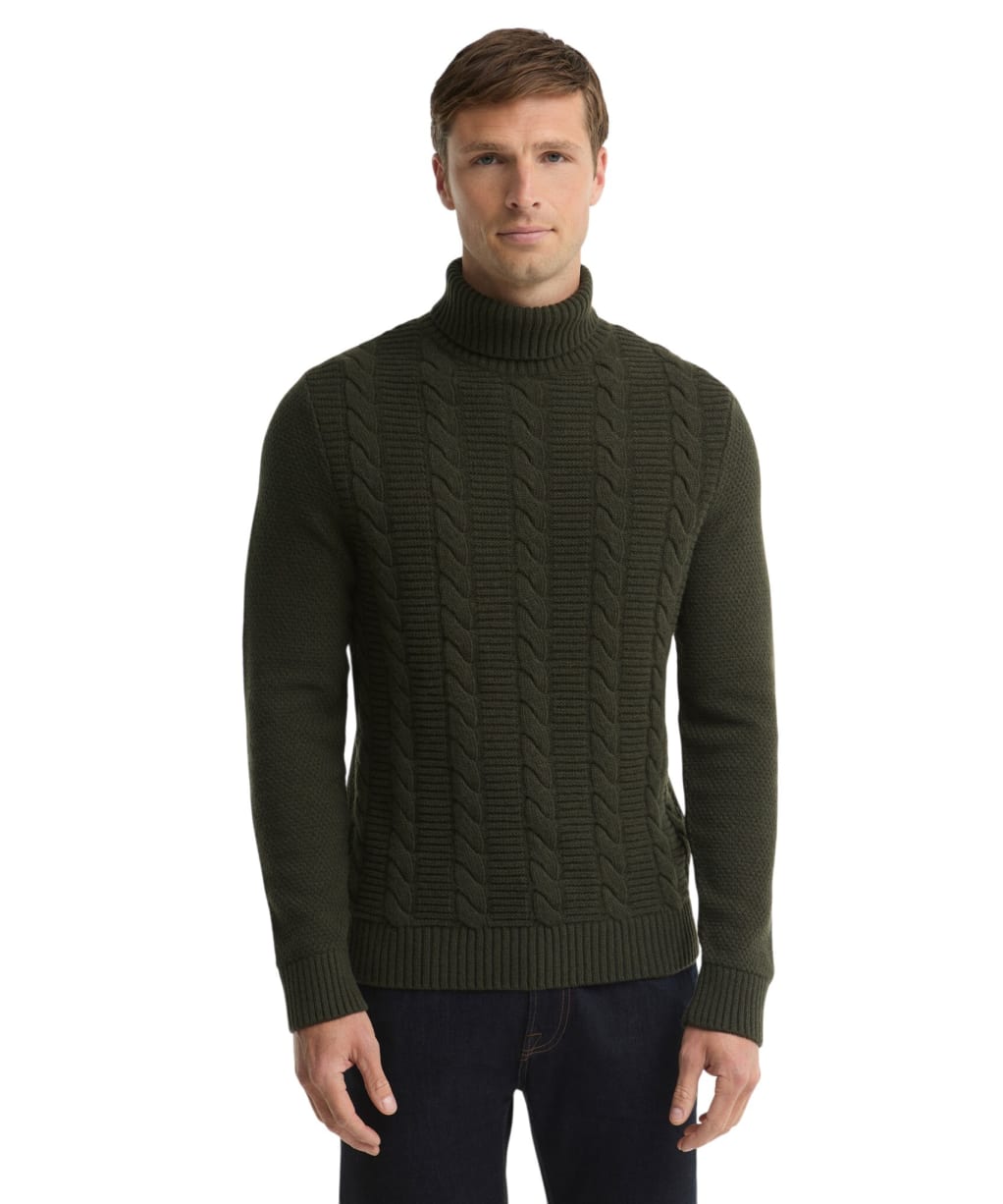 Men's Barbour Staplecross Roll Neck Sweater - Seaweed