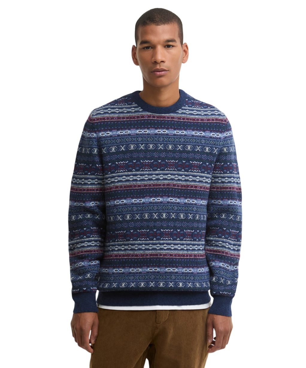 Men's Barbour Dalehead Fairisle Crew Neck Jumper - Inky Blue