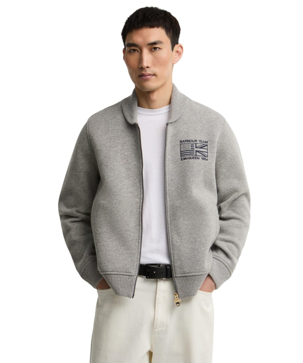 Men's Barbour International Steve McQueen Mack Cardigan - Grey Marl