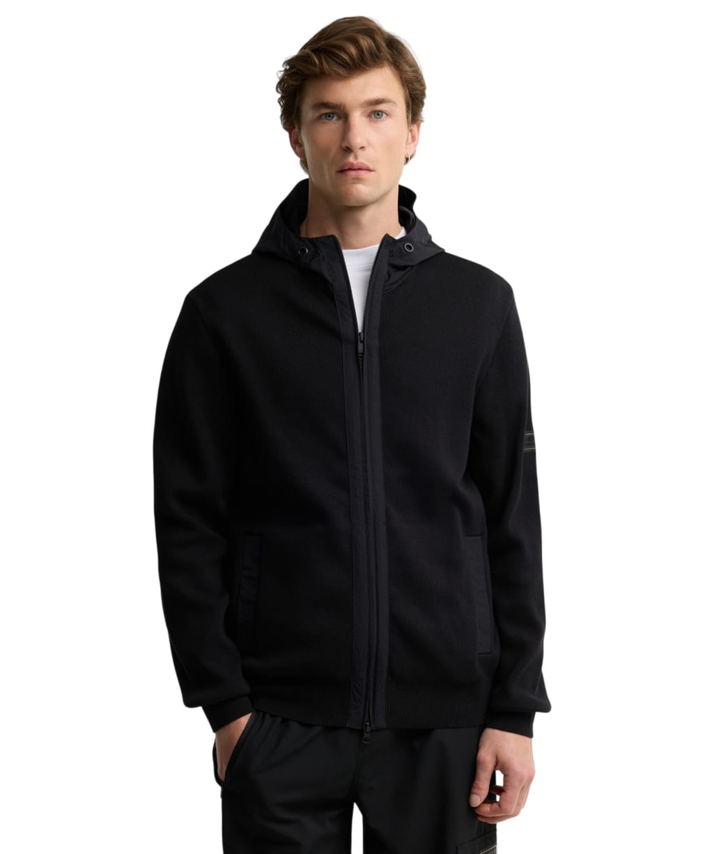 Men's Barbour International Inline Knit Hoodie - Black