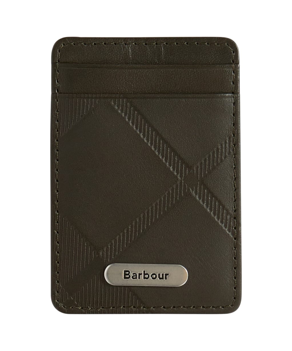 Men's Barbour Brunton Leather Card Holder - Dark Olive