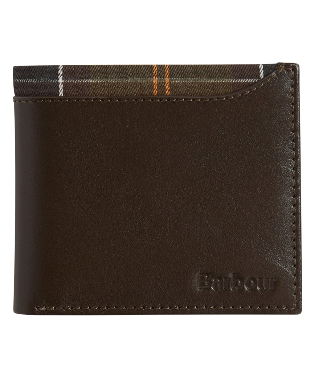 Men's Barbour Brodick Leather / Tartan Billfold Wallet - Brown / Classic