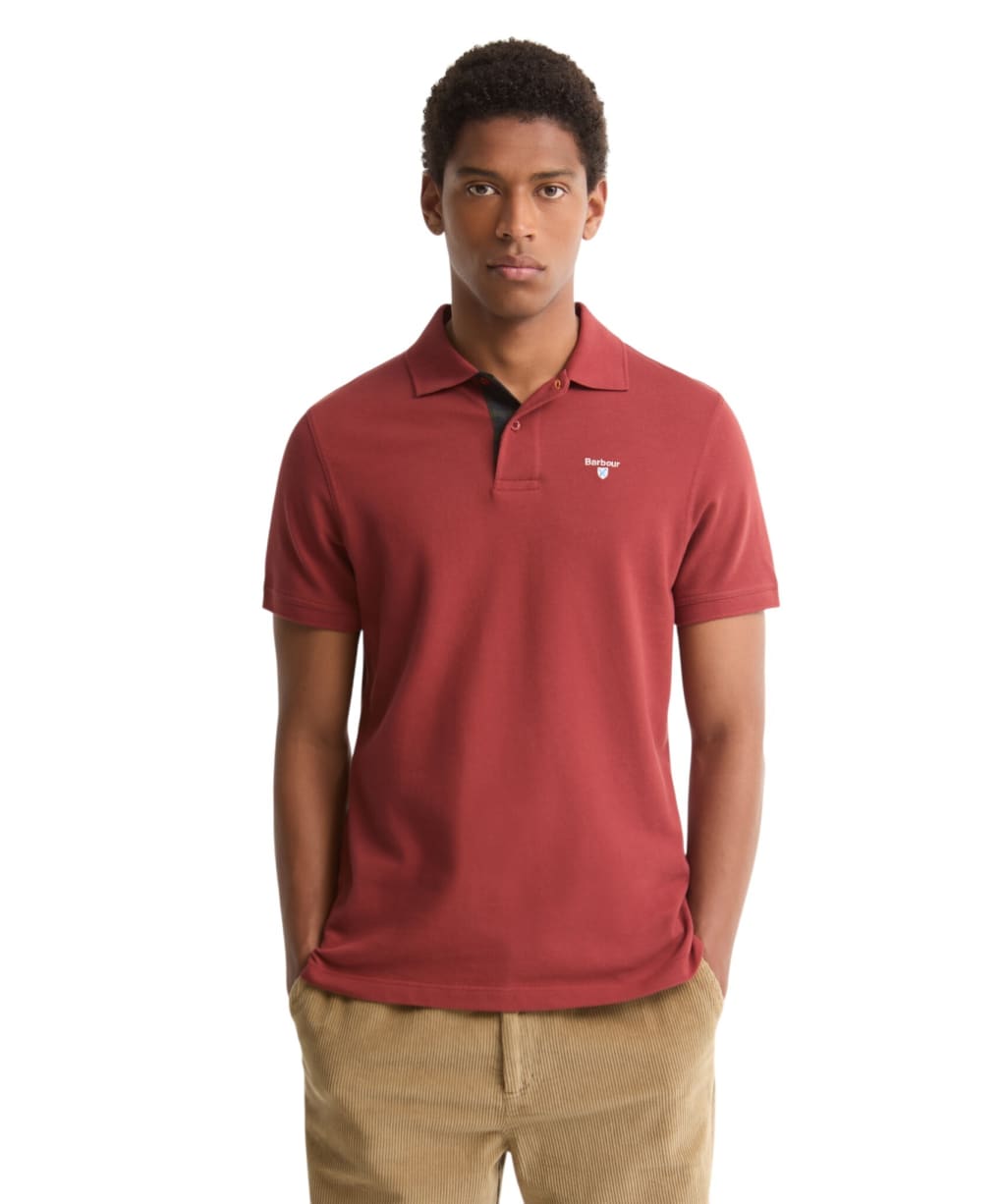 Men's Barbour Tartan Pique Polo Shirt - Russet