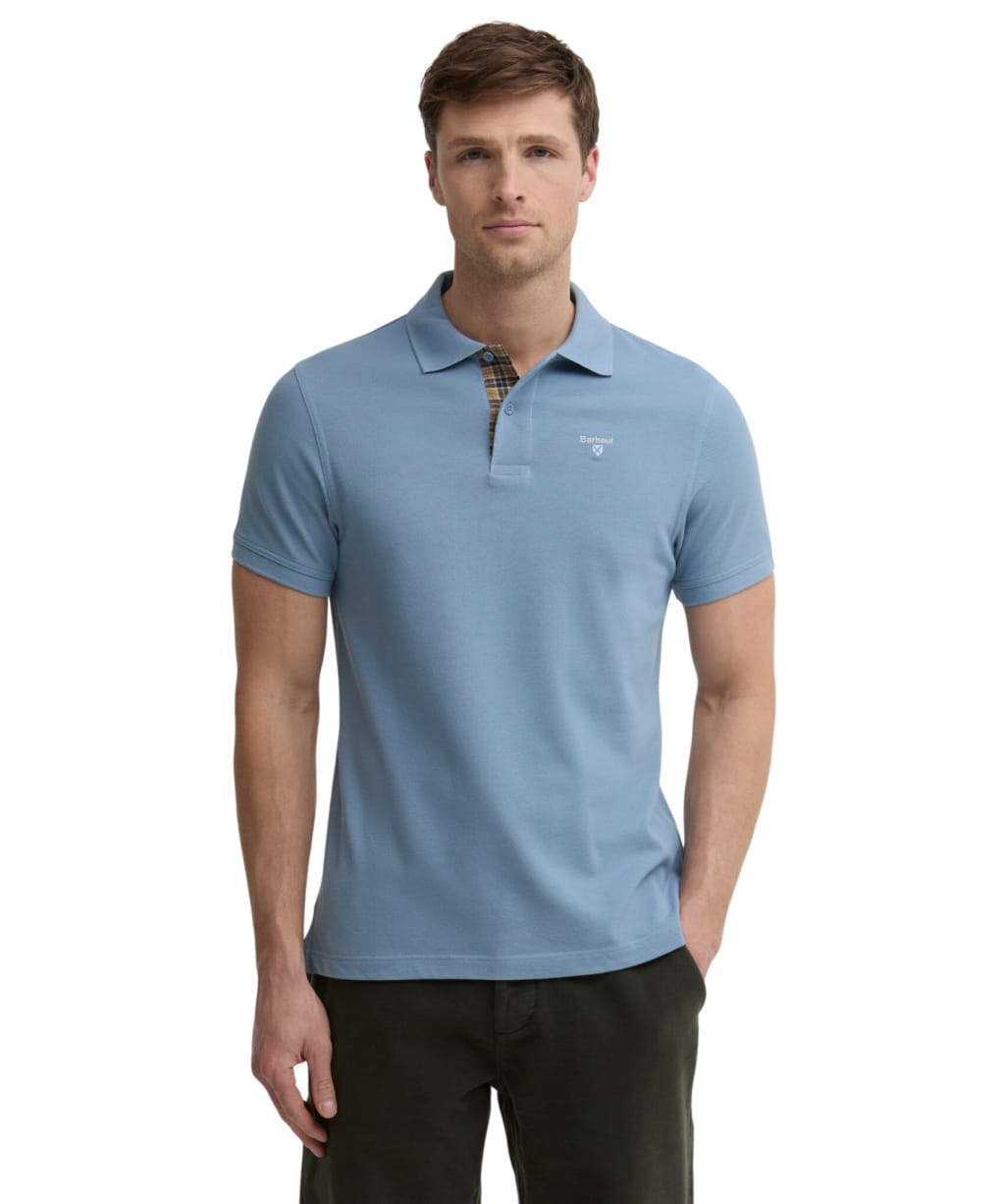 Men's Barbour Tartan Pique Polo Shirt - Tarn Blue