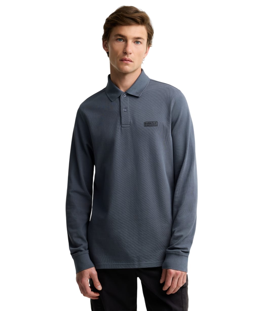 Men's Barbour International Long Sleeve Polo Shirt - Washed Charcoal