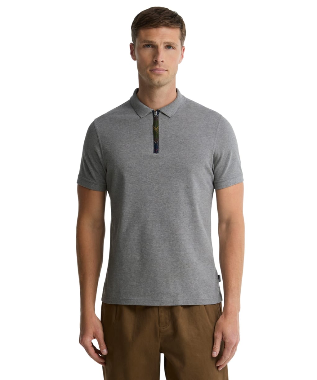 Men's Barbour Stately Zip Polo Shirt - Pewter