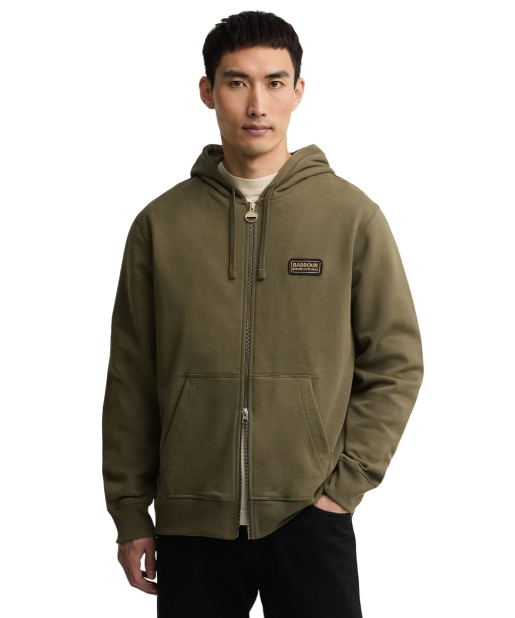 Men's Barbour International Pull Graphic Hoodie - Mid Olive