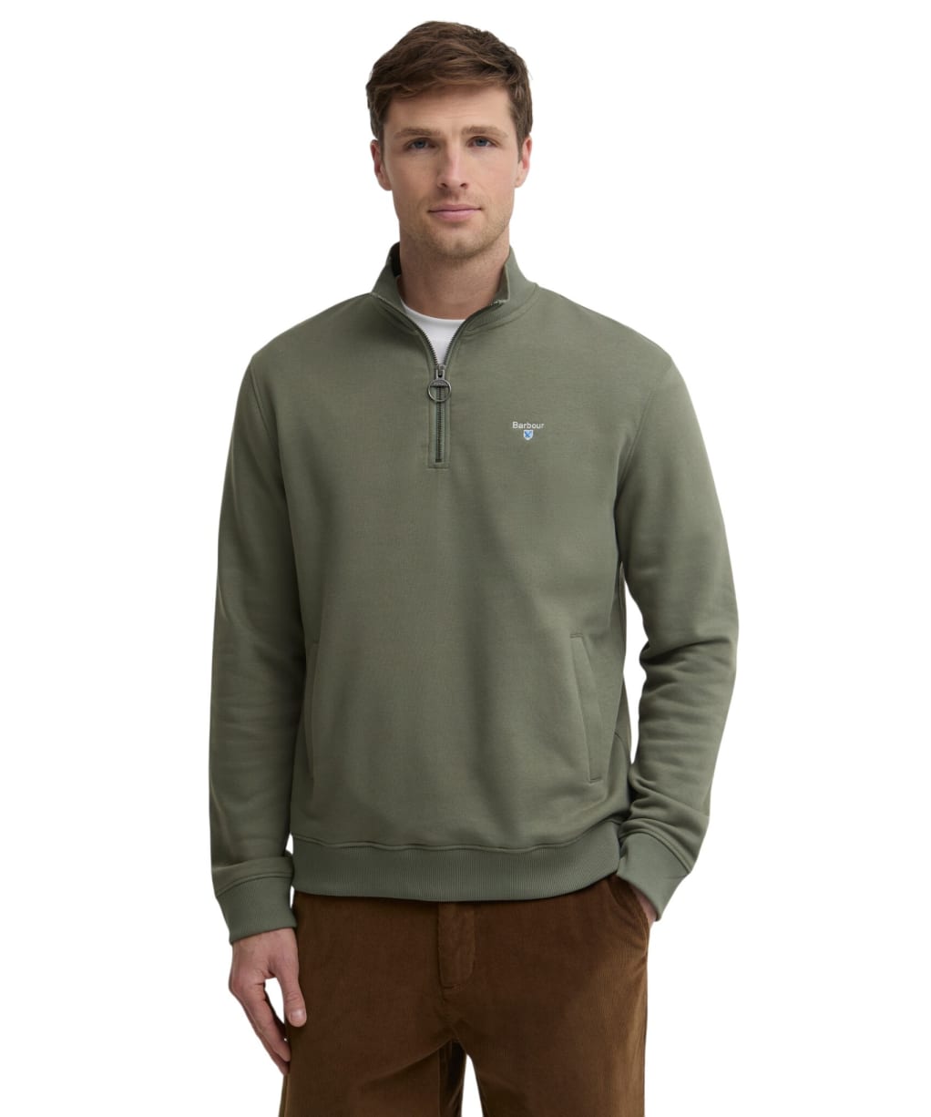 Men's Barbour Desmond Half Zip Sweat - Agave Green