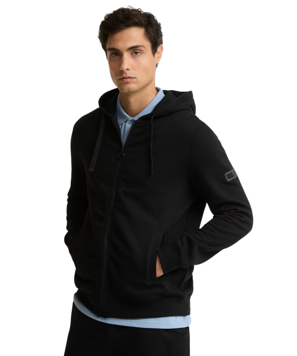 Men's Barbour International Map Zip Through Hoodie - Black