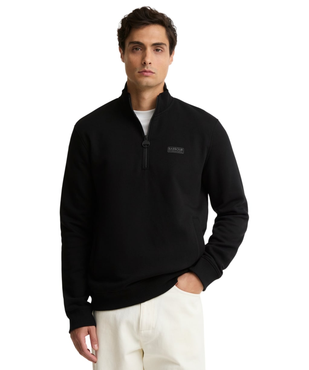 Men's Barbour International Essential Half Zip Sweatshirt - Black / Pewter