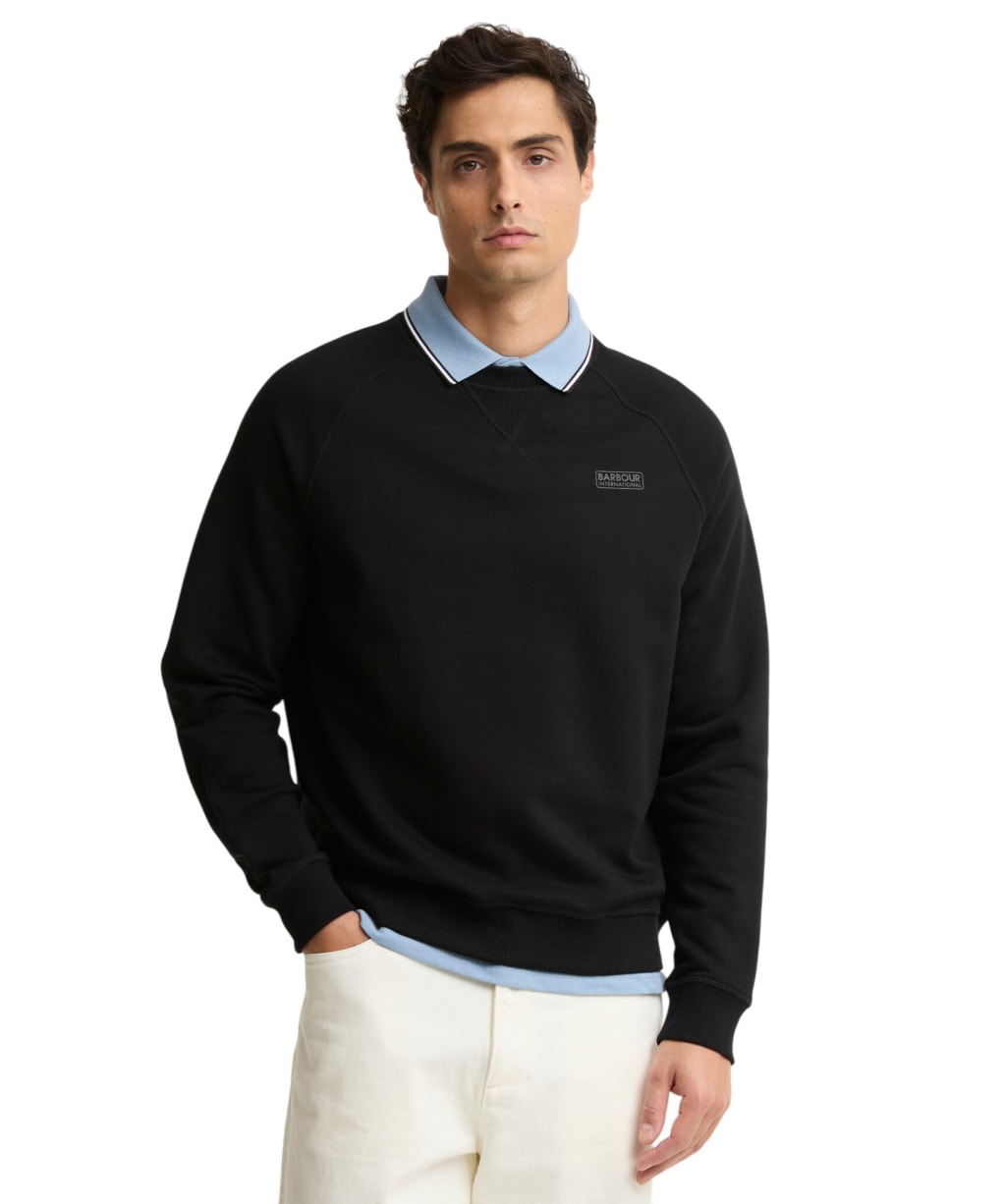 Men's Barbour International Essential Crew Neck Sweatshirt - Black / Pewter