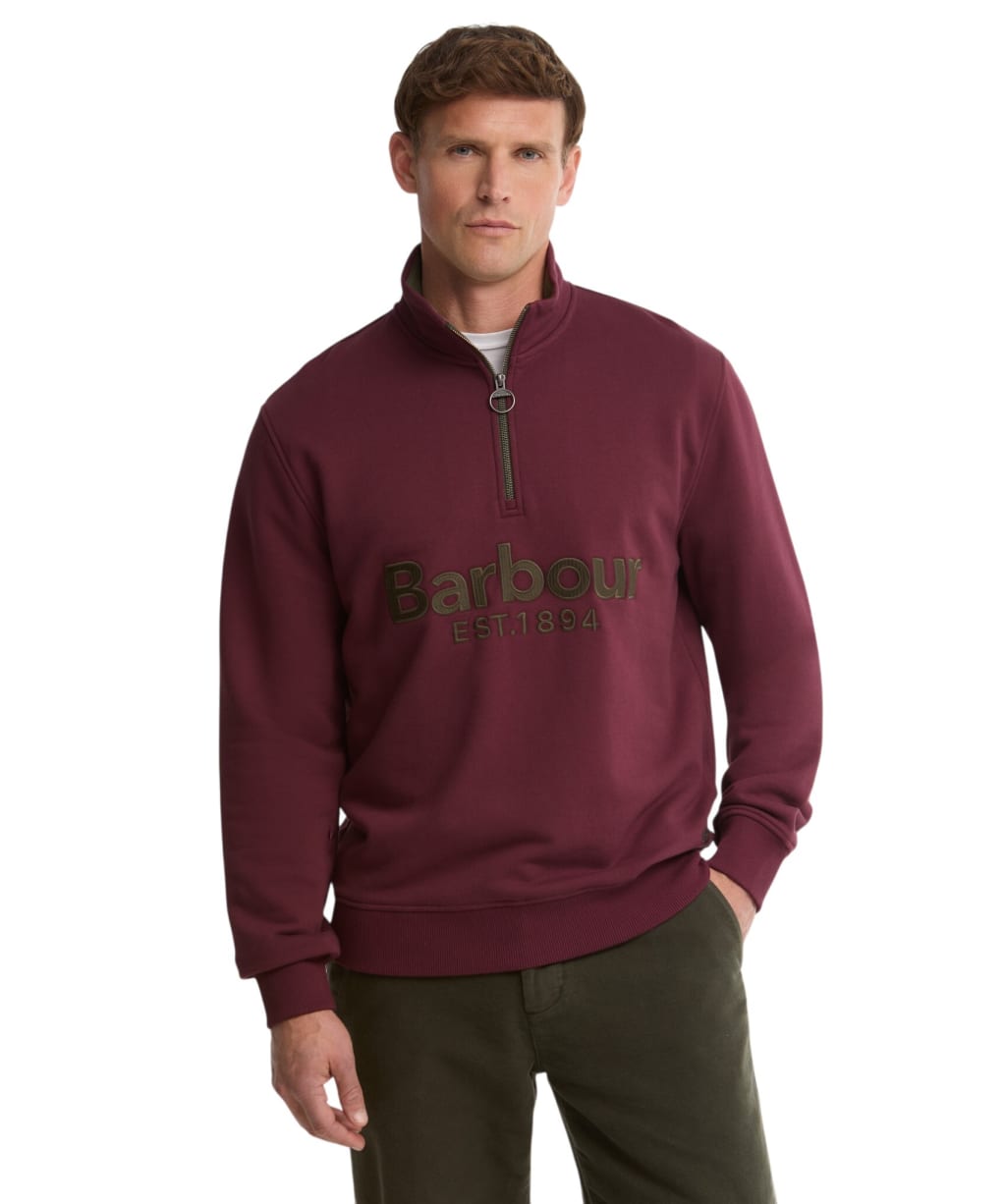 Men's Barbour Fosse Half Zip Sweatshirt - Dark Bordeaux
