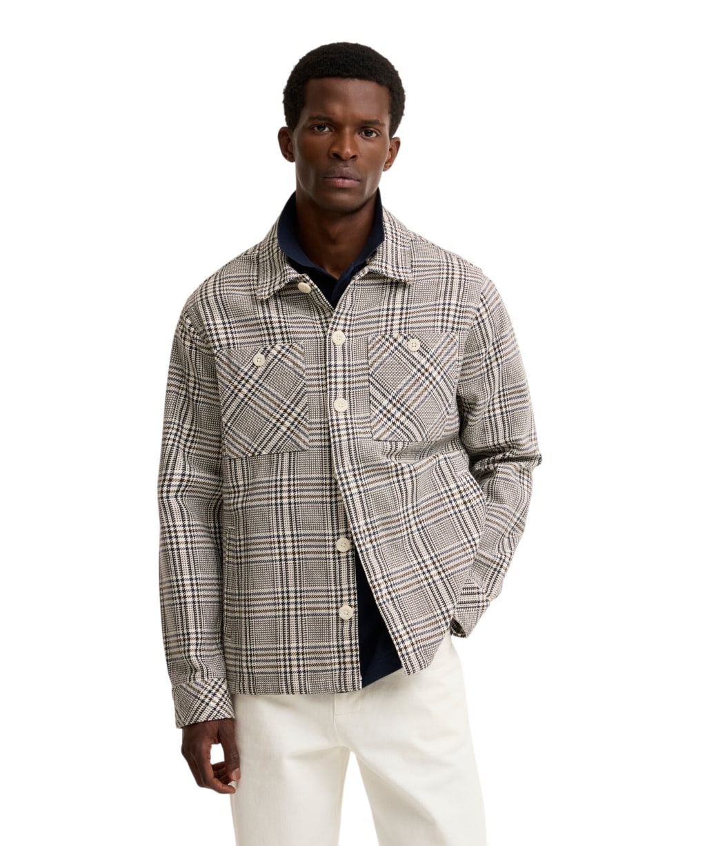 Men's Barbour Alderney Houndstooth Overshirt - Whisper White