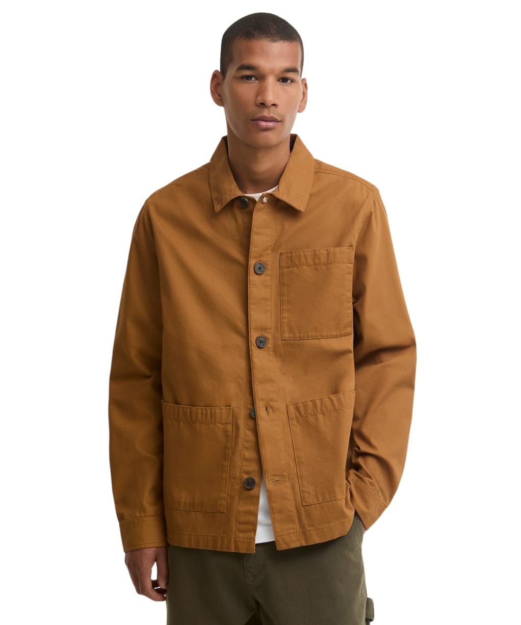 Men's Barbour Tartan Trimmed Washed Overshirt - Cinammon