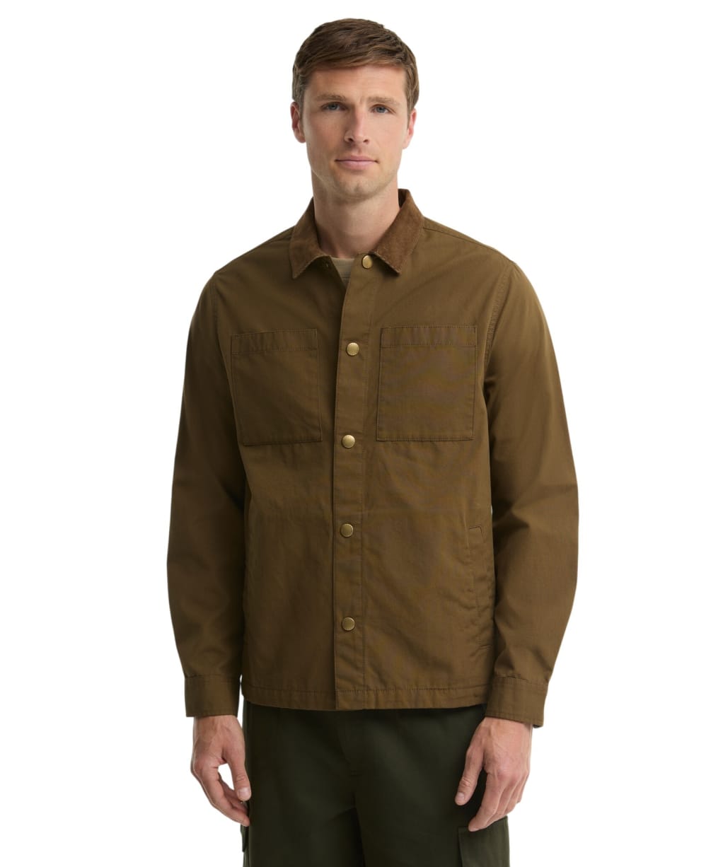 Men's Barbour Cord Collar Twill Overshirt - Beech