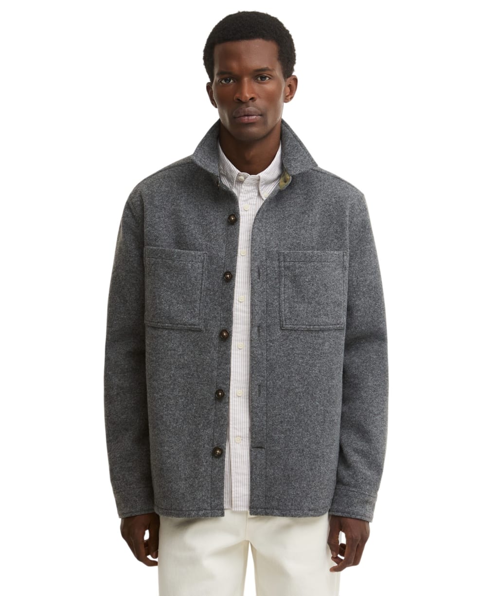 Men's Barbour Marltown Tailored Wool Blend Overshirt - Dark Grey Marl