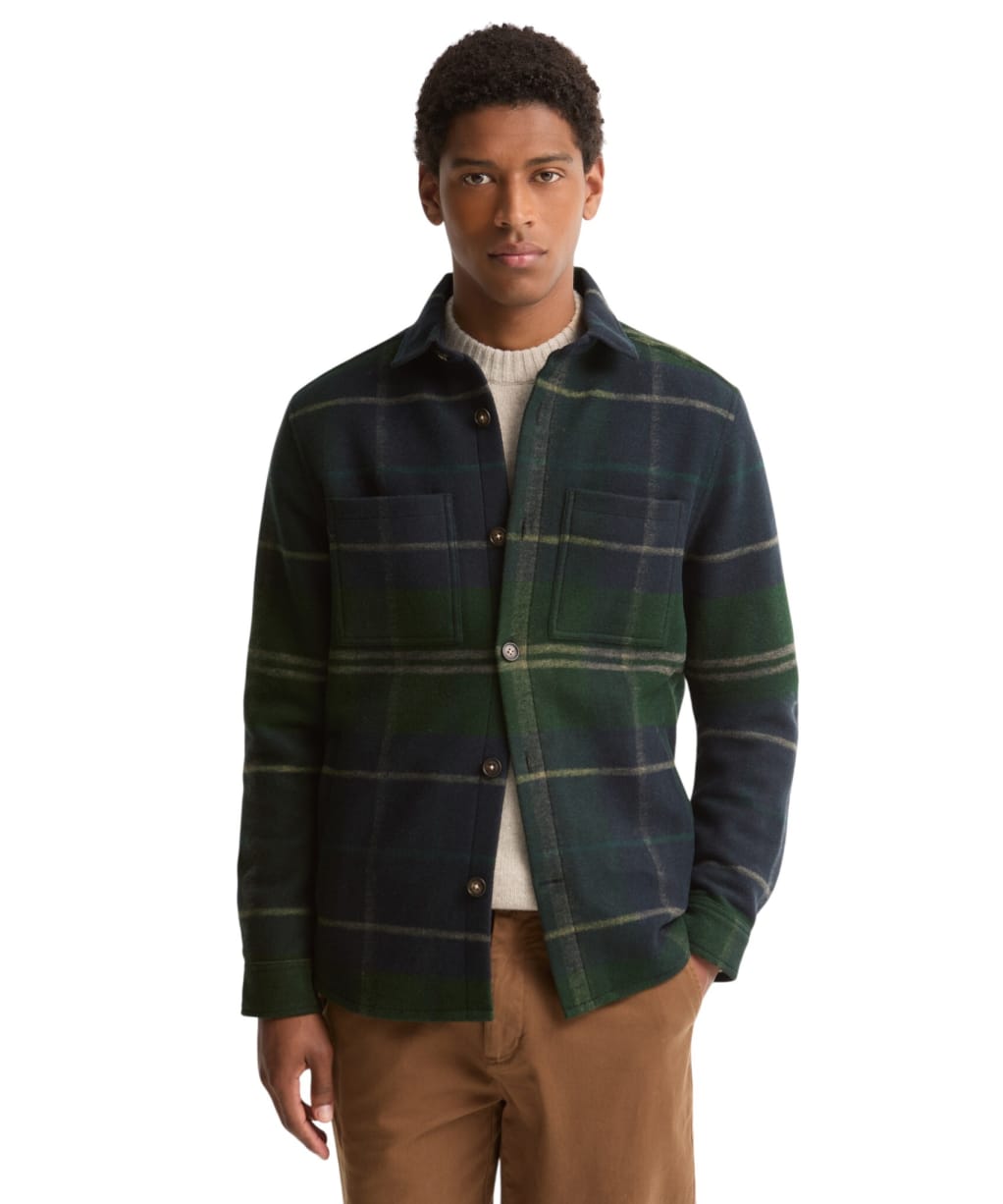 Men's Barbour Woodlane Brushed Check Overshirt - Green Loch Tartan
