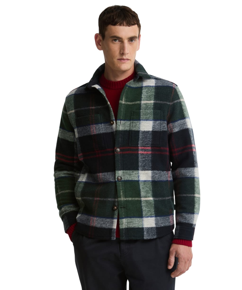 Men's Barbour Woodlane Brushed Check Overshirt - Evergreen Tartan