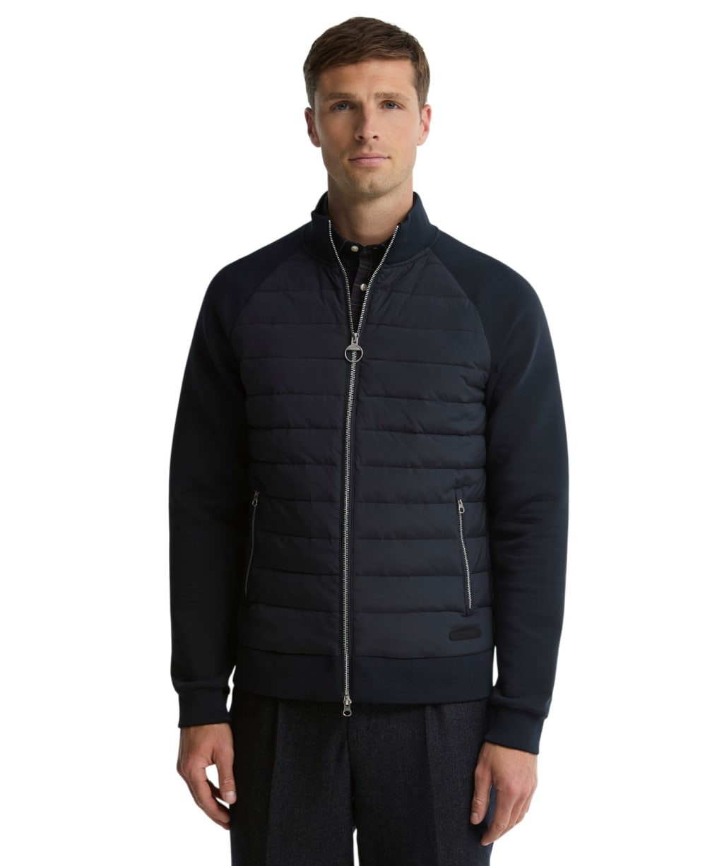 Men's Barbour Thornton Quilted Zip Through Sweat - Dark Navy