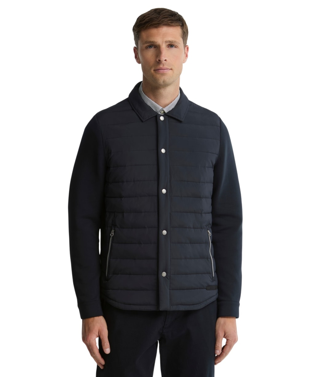 Men's Barbour Knowle Snap Through Quilted Sweat - Dark Navy