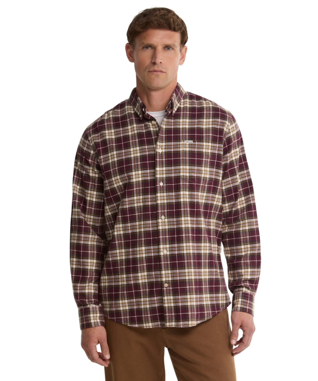 Men's Barbour Telfield Regular Checked Shirt - Dark Bordeaux