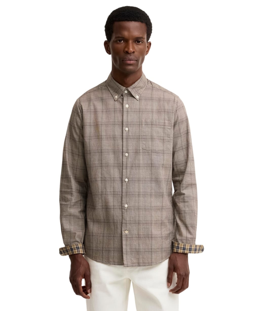 Men's Barbour Franklin Tailored Checked Shirt - Stone