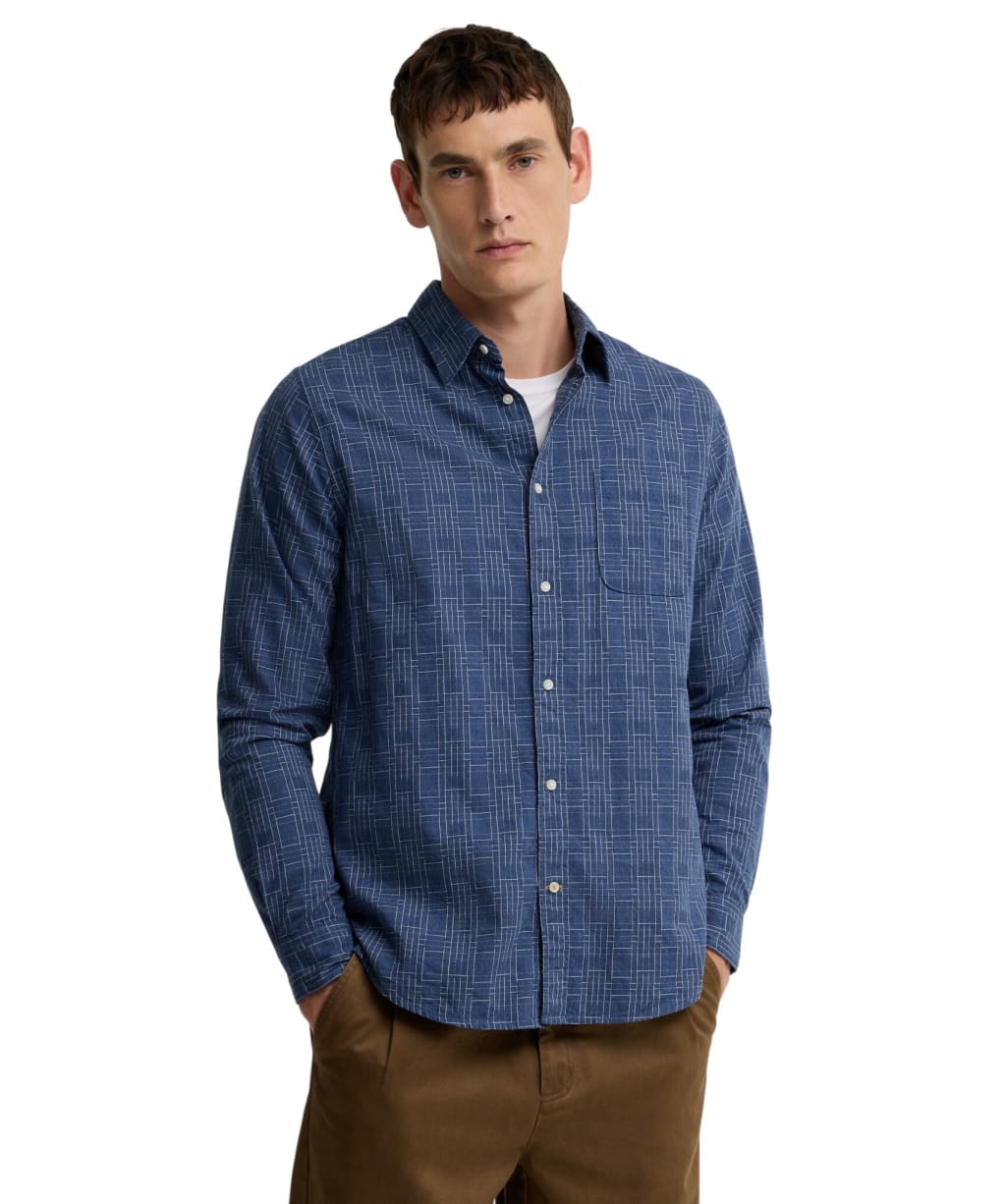 Men's Barbour Lantern Tailored Checked Shirt - Navy