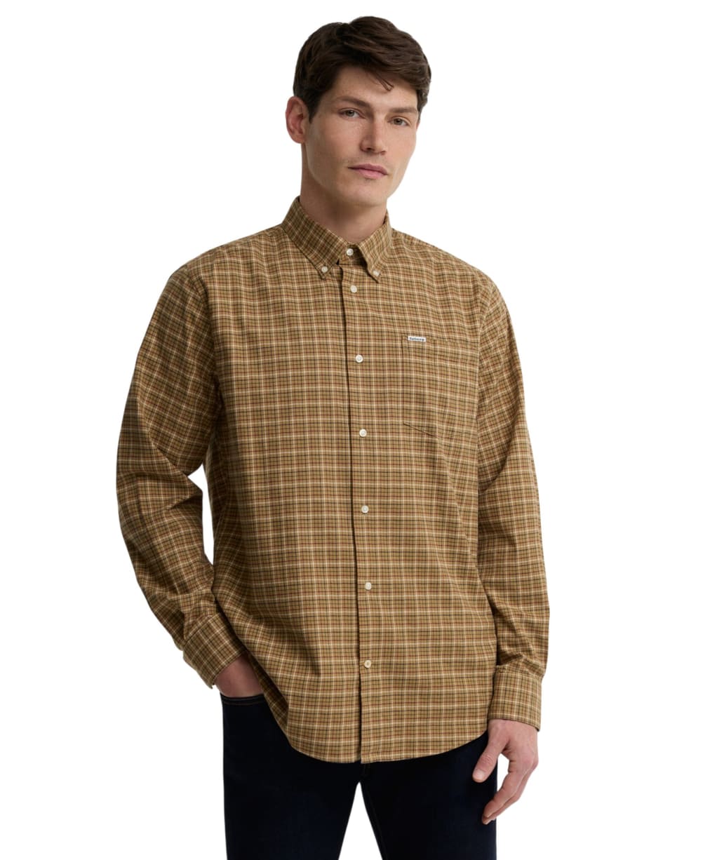 Men's Barbour Alderwood Regular Fit Tattersall Shirt - Camel