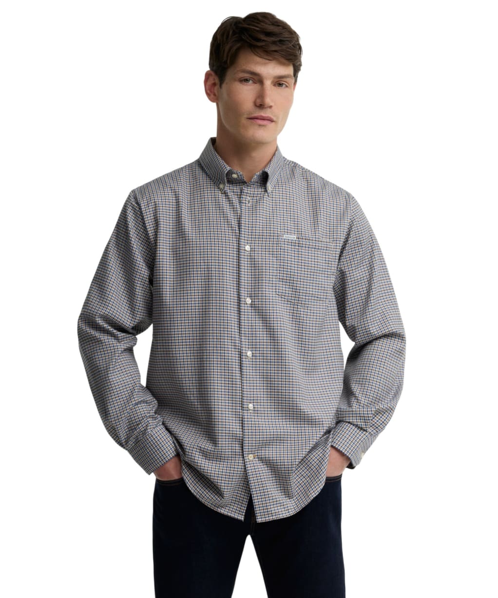 Men's Barbour Barnard Thermo Weave Regular Fit Checked Shirt - Deep Blue