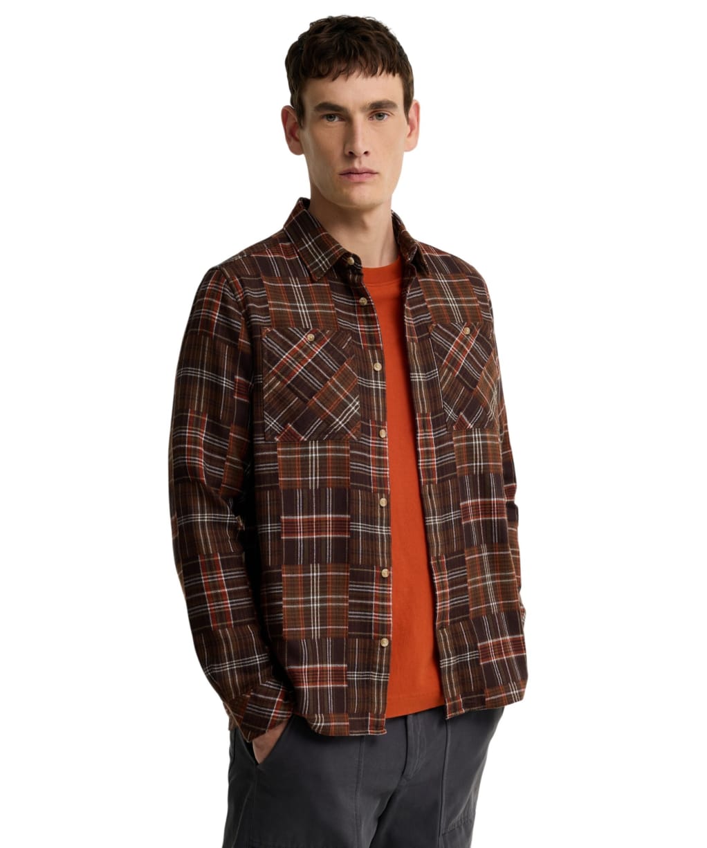 Men's Barbour Catrake Relaxed Patchwork Shirt - Brown