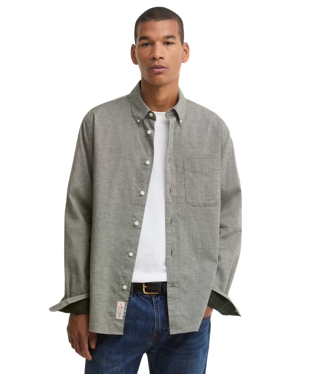Men's Barbour Nevis Authentic Textured Shirt - Forest Marl