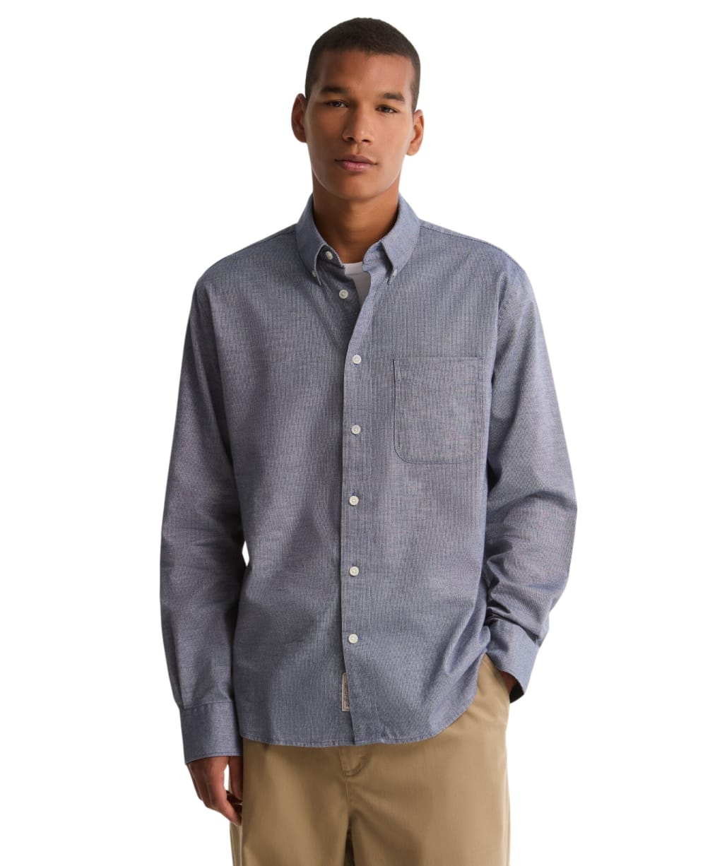 Men's Barbour Nevis Authentic Textured Shirt - Navy Marl