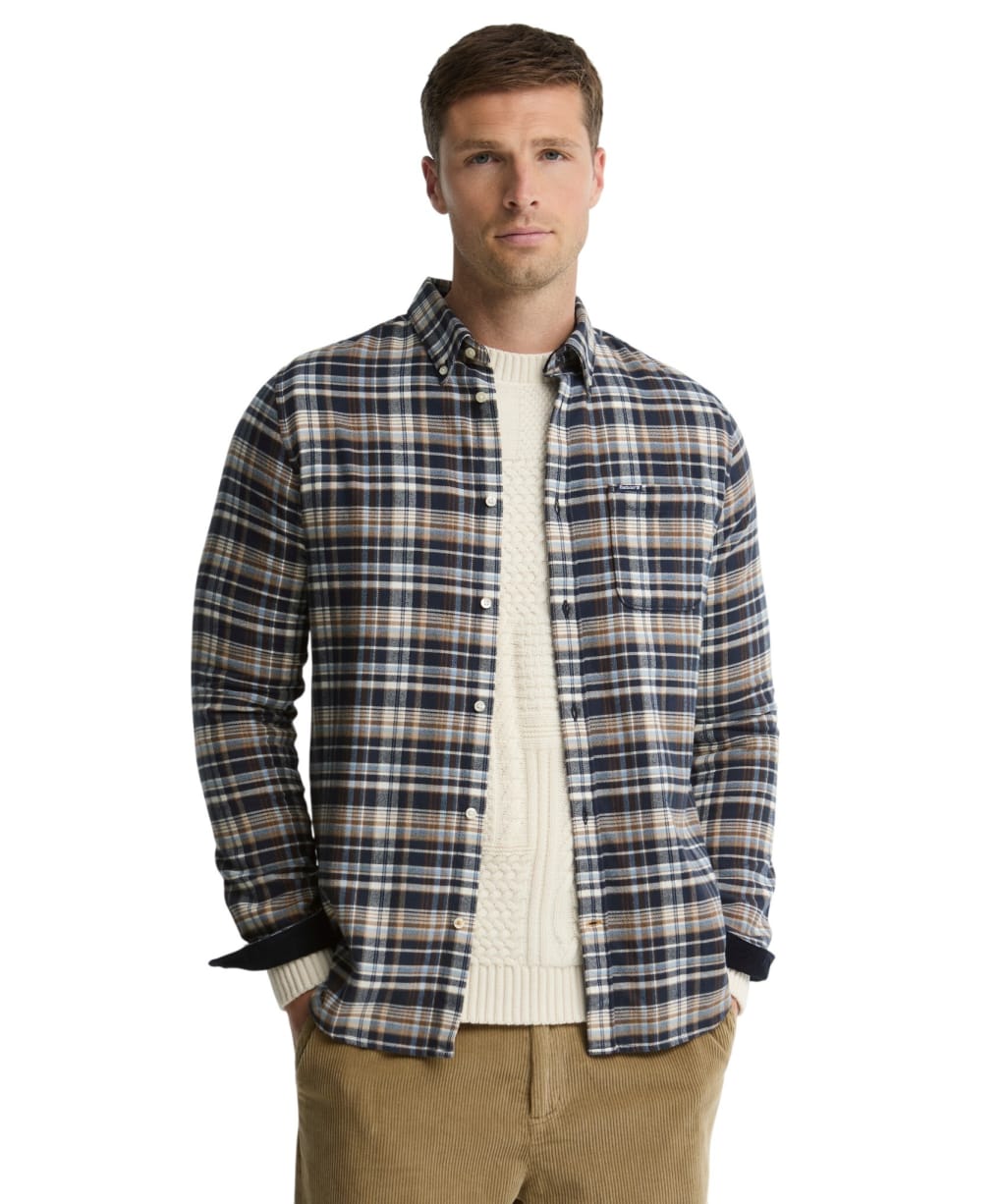 Men's Barbour Northfell Tailored Checked Shirt - Navy