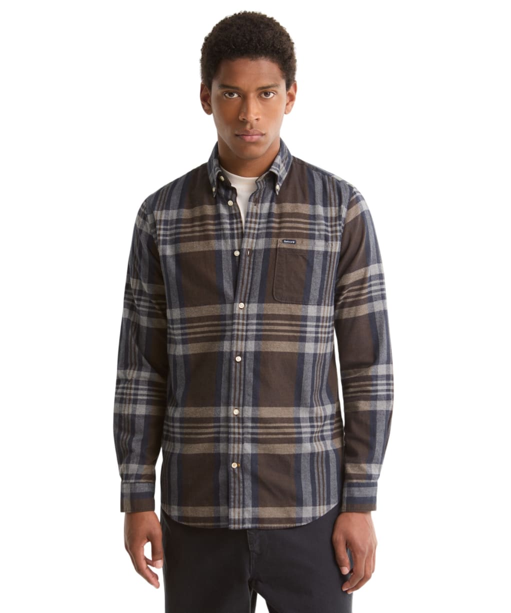 Men's Barbour Dovedale Tailored Checked Shirt - Dark Sand