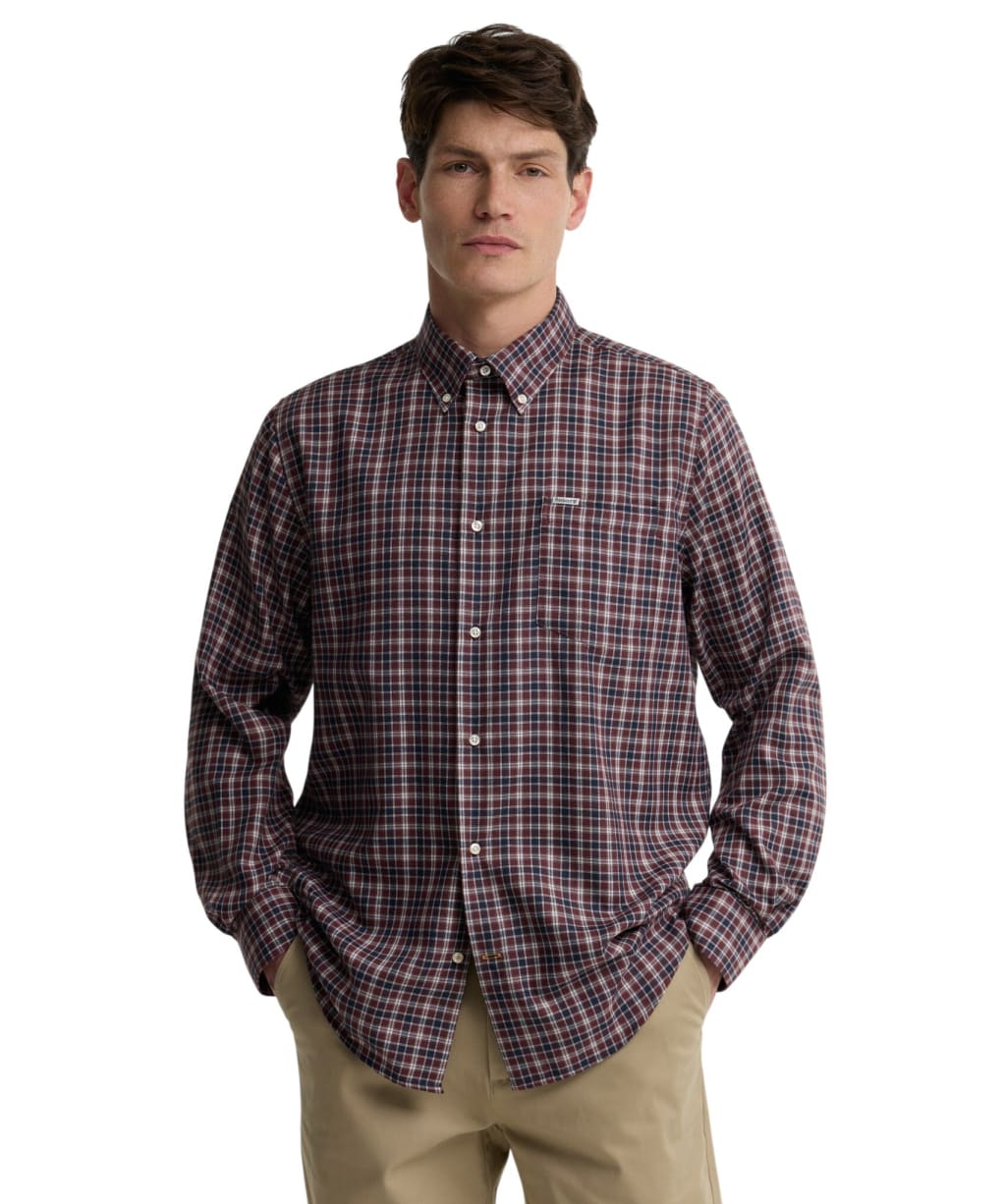 Men's Barbour Dishford Thermo Weave Regular Fit Checked Shirt - Dark Bordeaux