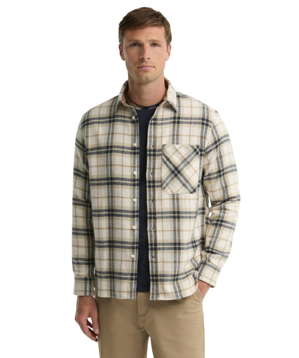 Men's Barbour Langton Authentic Highland Check Flannel Shirt - Ecru
