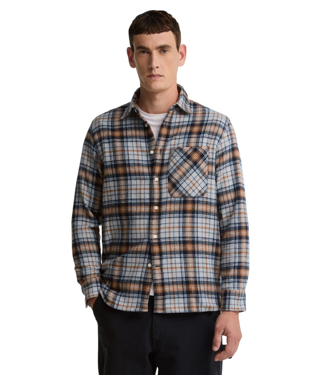 Men's Barbour Afton Authentic Highland Check Flannel Shirt - Grey Marl