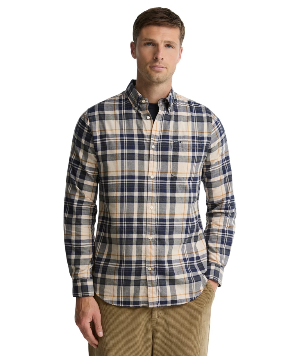 Men's Barbour Broxburn Tailored Checked Shirt - Ecru Marl