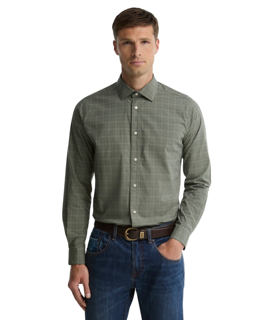 Men's Barbour Ashfield Tailored Tattersall Shirt - Agave Green